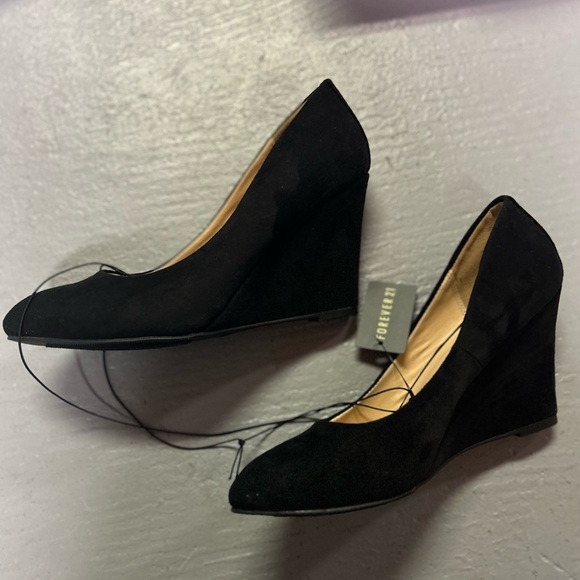 Black Suede Wedges - Picture 3 of 3